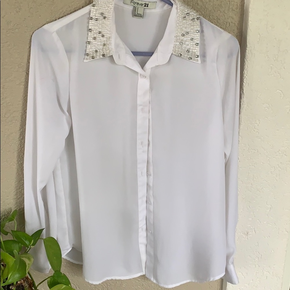 Jeweled white blouse